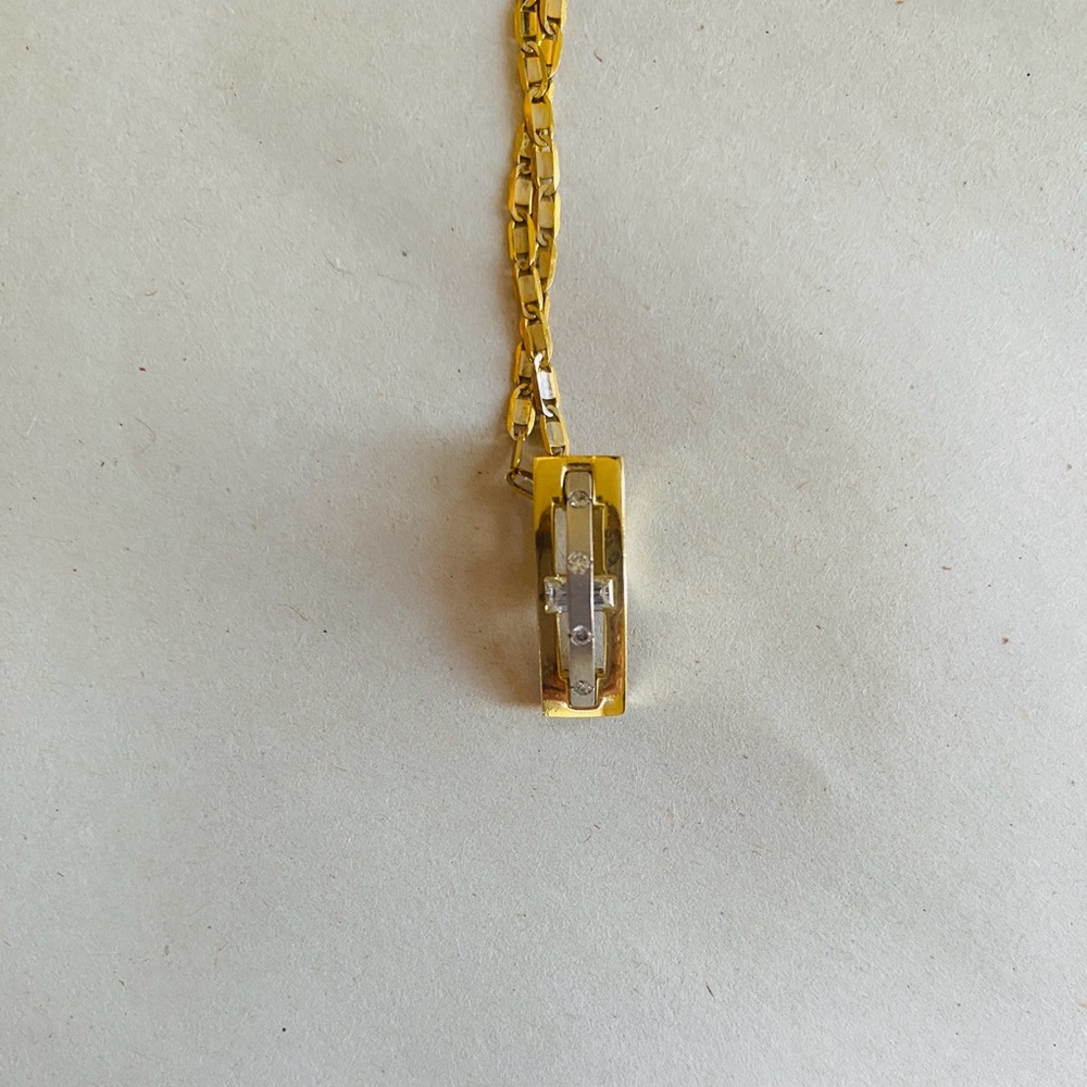 14KT Gold Bar Pendant Necklace With 21.5" 14 KT Gold Chain 6 Grams - Picture 3 of 11